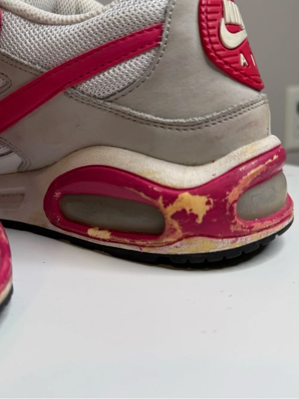 Nike Women's White Sneakers with Hot Pink Accents